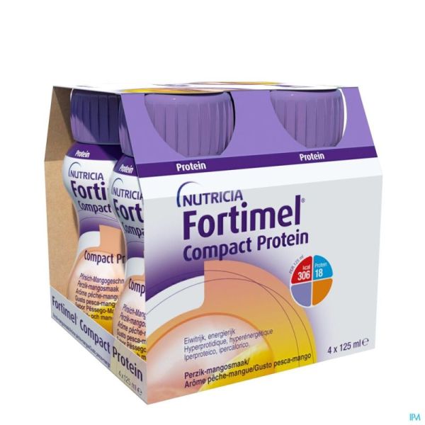 Fortimel Compact Protein Pêche-mangue Bouteilles 4x125 ml
